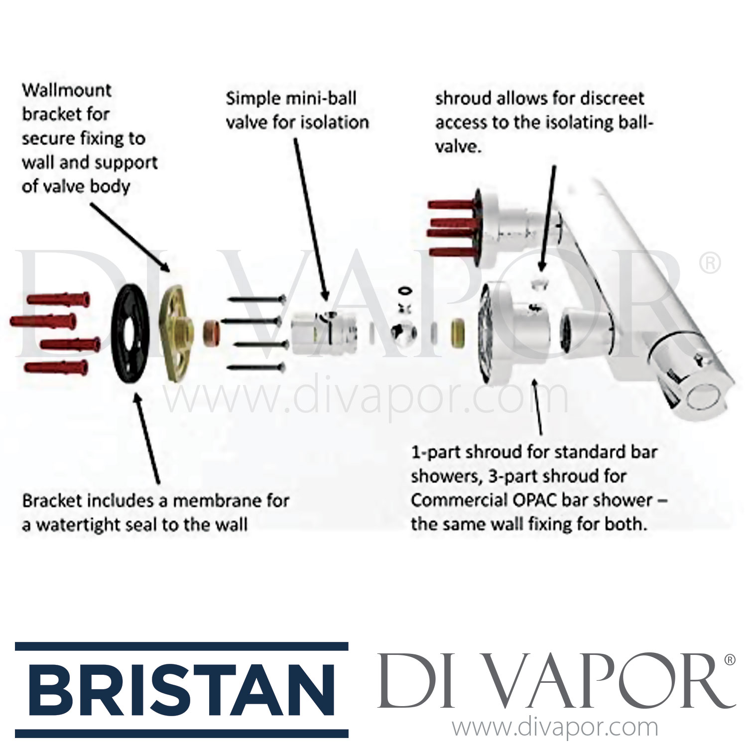 Bristan QD SHXDIVFF C Quadrato Thermostatic Surface Mounted Shower